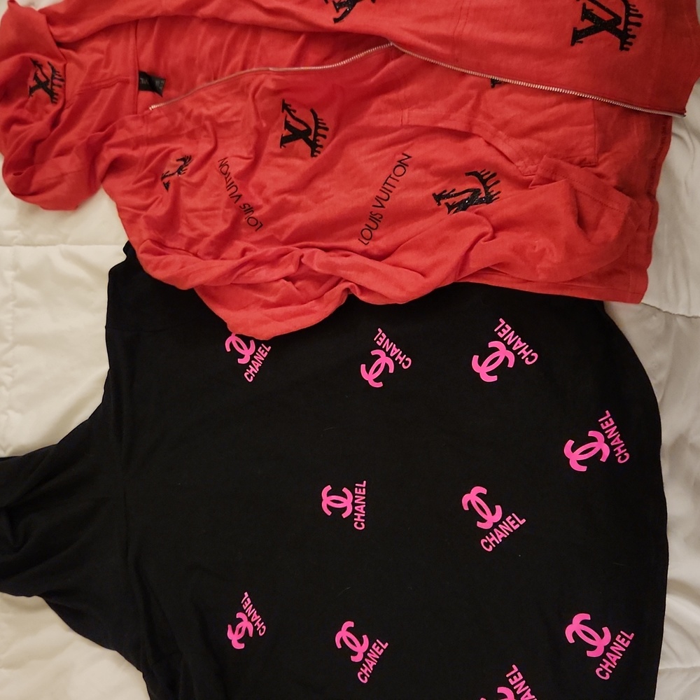 Designer knockoff zip hoodie black and red M and L